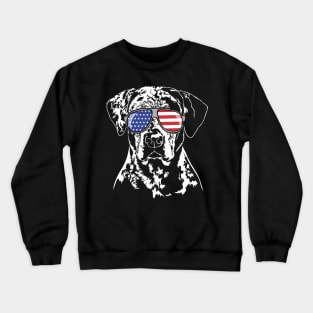 Patriotic Catahoula Leopard Dog with American Flag sunglasses Crewneck Sweatshirt